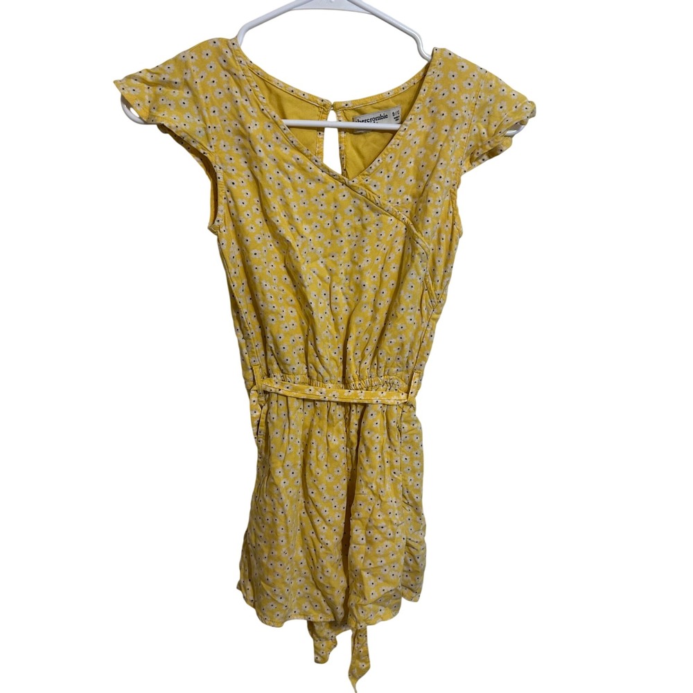 Abercrombie Romper Girls 9/10‎ Yellow Floral Daisy Wrap Front Tie Waist Summer